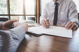 Business Signing A Contract Buy - Sell House, Man Sign A Home In