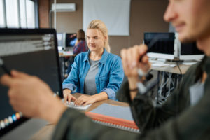 IT specialists group works in office, teamwork
