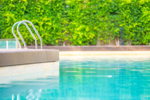 Stair around swimming pool